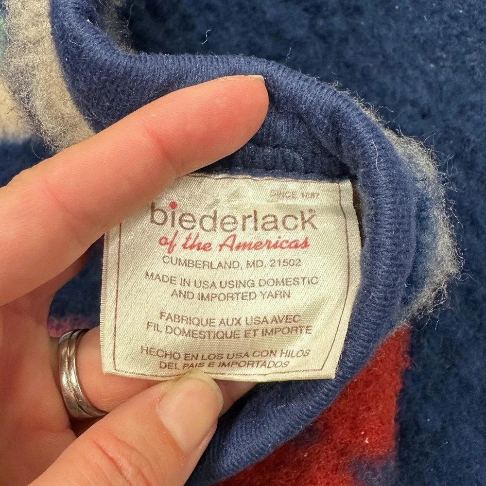 Vintage 90s Biederlack Southwestern Aztec Fleece Throw Blanket 57
